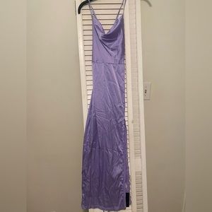 Purple Cowl Neck Dress with Split
